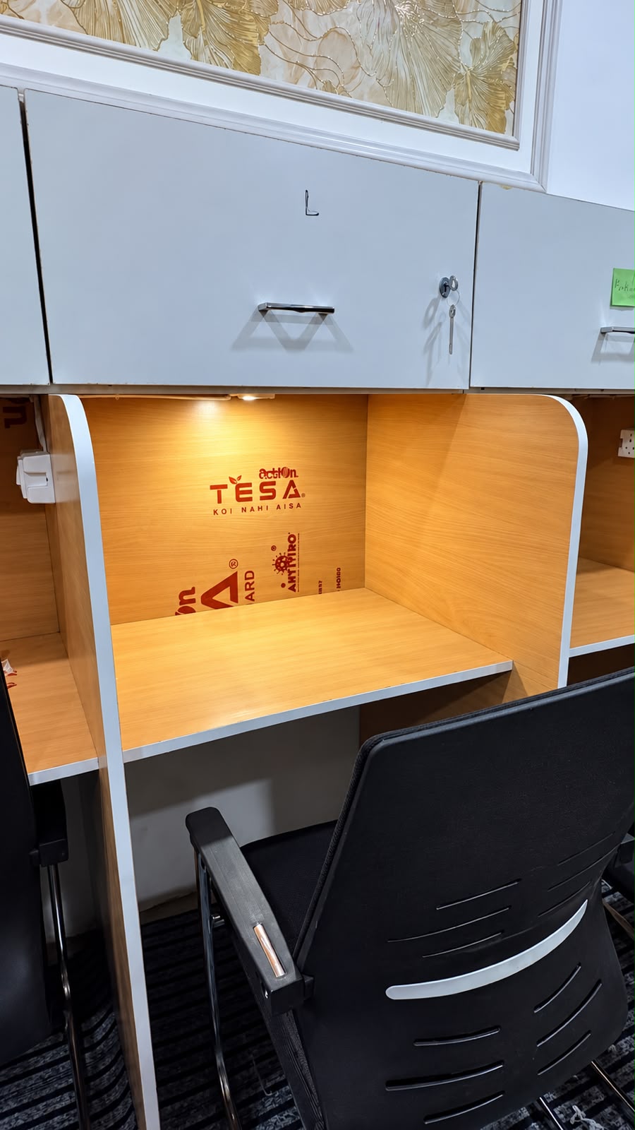 Real Cabin Desk with LED light and comfortable chair